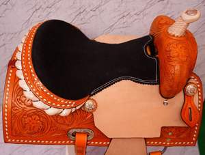 Tachuela de caballo de cuero occidental sintético de sillín inglés de calidad superior para carreras de barriles y características de resistencia de placer de sendero - Product Image 4