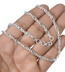 Topaze bleue coupée 925 en argent Sterling pierres précieuses chaîne collier mars pierre de naissance pierre naturelle bijoux faits à la main cadeau pour anniversaire - Product Image 1