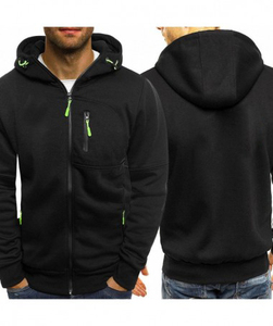 Sudadera con cremallera para hombre con bolsillo en el pecho con cremallera y capucha con cordón ajustable para almacenamiento seguro y ajuste personalizado - Product Image 3