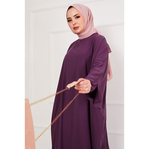 Abaya Ceyda de style simple, en tissu polyester violet, élément de mode musulmane - Product Image 2