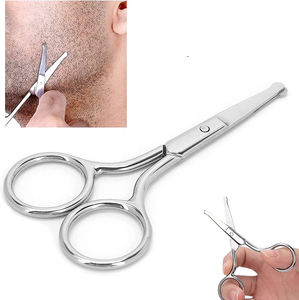 Tijeras de acero inoxidable Premium con acabado de espejo Tipo de hoja curva para cejas Nariz Bigote Barba Recorte Herramienta de belleza - Product Image 2