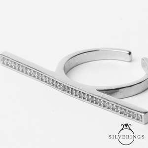 NOVAMART Fine Silverings 925 Sterling <b>Silver</b> <b>Adjustable</b> <b>Ring</b> the Girl for Boss Design Emerald Cut Zircon Rhodium Plated Marquise - Product Image 1