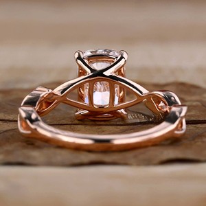 Laboratoire à la mode cultivé créé diamant 14k 18k solide or Rose bijoux de fiançailles coussin allongé et bague de réglage de broche de coupe ronde - Product Image 3