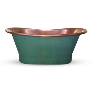 Baignoire en cuivre martelé artisanal de luxe TQC avec installation encastrée et vidange centrale pour maisons, hôtels et restaurants - Product Image 2