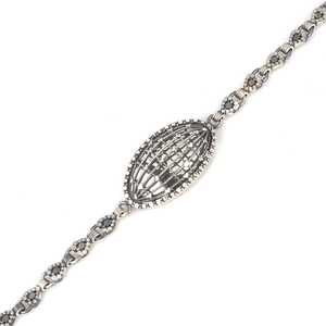 Pulsera de Oro de 18K con Diamante Corte Princesa y Perla, Cadena de Plata de Ley 925 Oxidada con Diseño de Pluma en Oro Rosa, Bañada en Rodio - Product Image 2