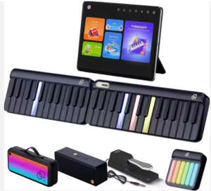 Smart Interactive <b>Light</b>-<b>Up</b> Metal Membrane <b>Keyboard</b> with Colored Keypad Speaker and Chords for Fun Sing-Along Keypads - Product Image 1