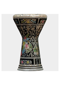Gawharet El Fan, Tambor Doumbek de Aluminio con Diseño Floral de Pavo Real, Multicolor, Hecho a Mano - Product Image 2