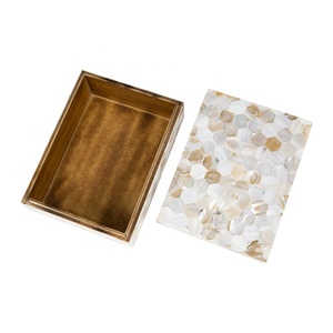 Boîte décorative faite à la main en incrustation de nacre bleue indienne rangement de bijoux floraux avec incrustation d'os boîte à bijoux au design élégant - Product Image 2