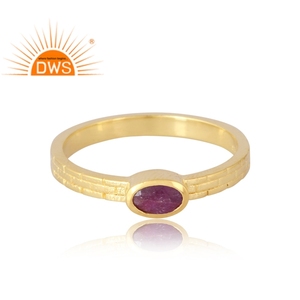 Latest Selling 925 Sterling <b>Silver</b> 18K Gold <b>Plated</b> Natural Ruby Gemstone Ring Demi Fine Jewelry Manufacturer - Product Image 3