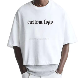 T-shirt court personnalisé pour hommes Épaule tombante Blanc Poids lourd 250 gsm T-shirts 100% coton Surdimensionné Boxy Fit Tshirt Hommes Vente en gros - Product Image 3