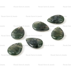 Alta calidad 10x14mm forma de pera hinchada Briolette suave verde musgo ágata Natural pulido piedra preciosa suelta para la fabricación de joyas - Product Image 3
