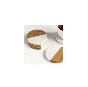 Sous-verres en marbre blanc et en bois, faits à la main, hautement polis, pour la maison, la table, les boissons, sous-verres en bois et en marbre - Product Image 4