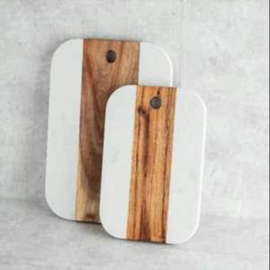 2025 planche à fromage en bois de marbre et d'acacia la plus populaire personnalisée Rectangle blocs à découper qualité en gros planches de Style Nature - Product Image 5