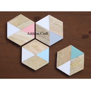 Traditional Wood and Resin Tea Cup Coasters for Home Hotel Restaurant Use Engraved Logo Wood Resin Coasters <b>Marble</b> Coasters - Product Image 6