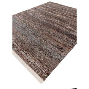 พรมขนสัตว์สีน้ำตาลเบจแบบถักมือสไตล์อัฟกันสำหรับห้องนั่งเล่น ลายทาง รูปทรงสี่เหลี่ยมผืนผ้า ลายพิมพ์นามธรรม-RE-1474 - Product Image 2