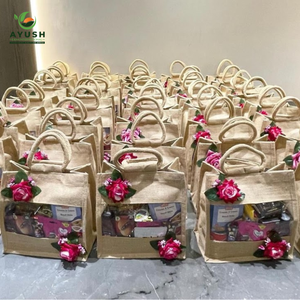 Sacs à main en jute de luxe Ayush avec sac à poussière à cordon Cadeau de fantaisie Shopping avec une grande capacité intérieure - Product Image 2