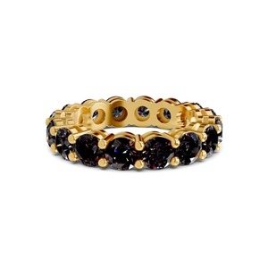 Anillo de Eternidad Redondo Negro Radiante con Diamante Cultivado en Laboratorio de 1.00 Ct Tw, Oro Sólido de 14K, Color Negro, Claridad VS, Contraste Oscuro Dramático - Product Image 2