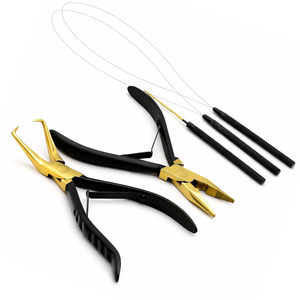 Hair <b>Extension</b> Tool Kit Micro <b>Bead</b> Pliers Set with Pulling Needles Nano Ring Tools Professional Salon DIY Use - Product Image 1