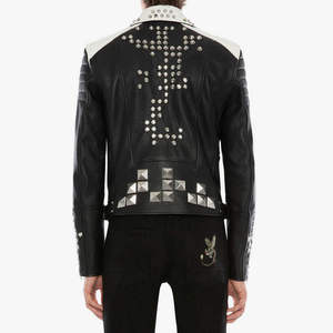 Veste en cuir de vache véritable cloutée pour homme, fermeture éclair, réversible, coupe ample, tailles XS à XL, service OEM disponible - Product Image 6