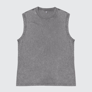 Camiseta sin mangas de entrenamiento de algodón pesado para hombre de gran tamaño, camisetas sin mangas cortadas con músculos, camisetas de lavado ácido, camiseta personalizada para hombre - Product Image 4