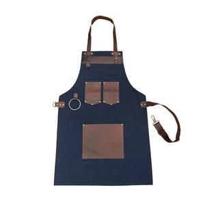 Custom Embroidered Adjustable Canvas <b>Apron</b> <b>Leather</b> Patch Waterproof Kitchen <b>Aprons</b> for Women - Product Image 6