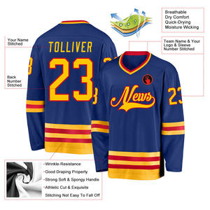 Maillots d'équipe de hockey sur glace OEM disponibles en usine dans toutes les tailles avec logo de sponsor et lettrage en sergé Tackle - Product Image 2