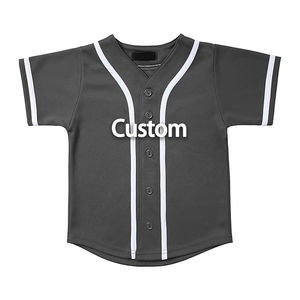 Camisetas de béisbol de doble punto Kit de uniforme personalizado Gris Niños 3D Softball y camisetas de béisbol para hombres Camisetas de béisbol personalizadas - Product Image 2