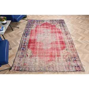 5.6x8.2 ft Rug, Turkish Vintage Large Rug, <b>Red</b> <b>Wool</b> Rug - Product Image 4