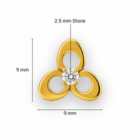 JJBRAVO Pendientes de Oro Sólido de 14k con Diseño Floral de Trébol Abierto y Circonitas Redondas para Mujer, Regalo para Bodas y Fiestas, Joyería Fina