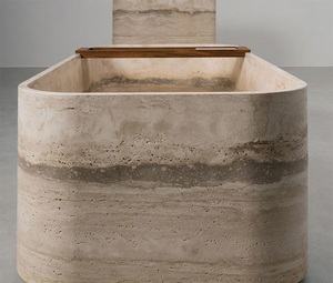 Vasca da Bagno in Travertino Personalizzabile Stile Minimalista Premium PerfectStone per Ville e Appartamenti di Lusso - Product Image 5