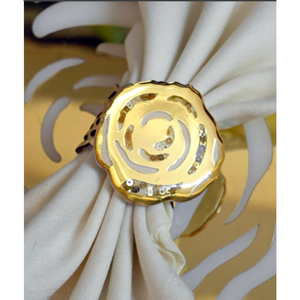 Juego de 6 servilleteros dorados de forma irregular hechos a mano, servilleteros de Metal con textura moderna para Decoración de mesa elegante - Product Image 3