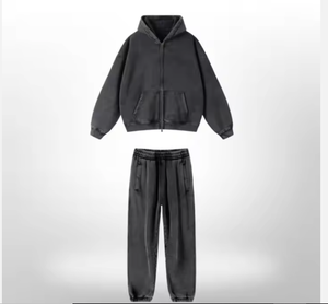 Conjunto de Sudadera de Dos Piezas para Otoño e Invierno, para Hombre y Mujer, Informal, Formal, Holgado, con Cierre, 100% Algodón, Felpa, Ecológico, Transpirable - Product Image 5