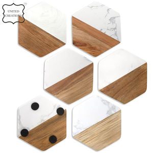 Eco-Friendly <b>Ceramic</b> <b>Coasters</b> Set Classic Wooden & Stone Design for Home Decor - Product Image 2