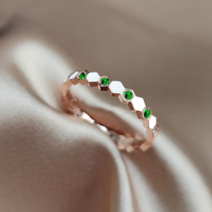 Minimaliste S925 mariage <span class=keywords><strong>opale</strong></span> hexagone pile anneau 925 en argent Sterling <span class=keywords><strong>naissance</strong></span> <span class=keywords><strong>pierre</strong></span> anneaux empilables - Product Image 2