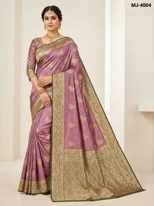 ชุดส่าหรีผ้าซาตินสวยงามสำหรับผู้หญิงรุ่นล่าสุด พร้อมเสื้อผ้าที่ทำจากผ้าเนื้อเรียบ ตกแต่งด้วยงานปักขอบด้วยด้ายซารี เหมาะสำหรับงานแต่งงาน - Product Image 4