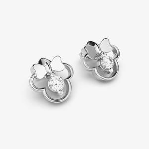 Pendientes de Plata de Ley 925 con Diamantes, Diseño de Lazo y Flor, Corte Redondo, Joyería Fina - Product Image 2