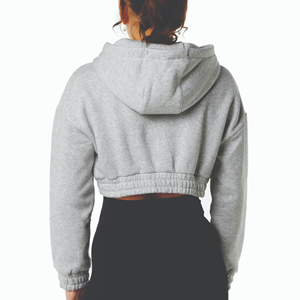 Sudaderas con capucha recortadas con logotipo personalizado al por mayor de alta calidad, Sudadera con capucha corta de algodón y poliéster para mujer, diseño OEM de talla grande más vendido - Product Image 4