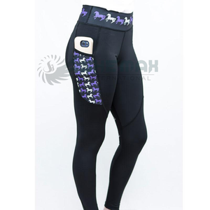 Medias de equitación para mujer, tela elástica transpirable de secado rápido, ajuste cómodo, cintura alta con diseño de agarre de asiento a la venta - Product Image 1