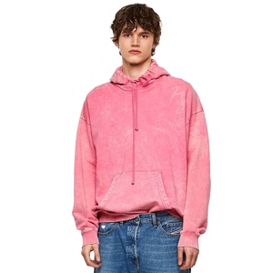 Sweat-shirt à capuche pour homme en coton molletonné délavé style vintage - Product Image 1