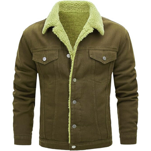 Top qualité 2025 vente en gros hommes hiver Denim veste coupe-vent épais polaire chaud col de fourrure hommes mode veste décontractée - Product Image 1