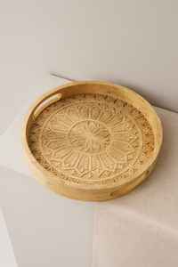 Bandeja Redonda Tallada en Madera de Mango - Product Image 3