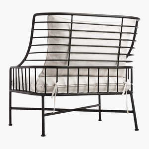 Sillón de Jardín Benson de Hierro con Cojines Suaves para Exteriores con Acabado Negro - Product Image 4