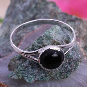 Onyx noir 925 argent Sterling Onyx noir pierre précieuse naturelle bague en cristal faite à la main bijoux pour femmes - Product Image 5