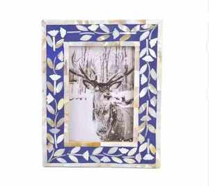 Cadre photo en bois fait main de haute qualité avec incrustation d'os, style bohème, pour décoration de table/mur, prix de gros - Product Image 1