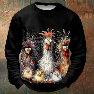 Sudaderas con estampado de pollo divertido para hombre, moda Primavera Otoño, manga larga, jerséis con estampado de animales en 3D, sudaderas holgadas con cuello redondo - Product Image 4
