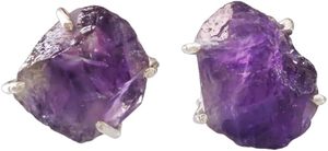 Pendientes de Piedra Natural para Mujer, Amatista en Bruto, Piedra de Nacimiento de Febrero, Plata de Ley 925, Regalo de Navidad - Product Image 6