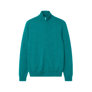 OEM <b>Men's</b> 100% Cotton Full Zip Mock Neck Sweater Knit Jacket Winter <b>Cardigan</b> Anti-Pilling Breathable <b>Zipper</b> Quick Dry Solid - Product Image 4