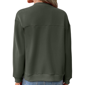 Chaqueta de bombardero de color sólido a prueba de viento cálida para invierno transpirable de manga larga chaqueta de bombardero de ajuste relajado para mujer - Product Image 2