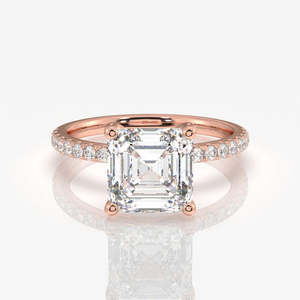 Bague en argent sterling pavé de diamants Moissanite taillée Asscher - Product Image 1