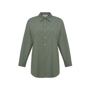 Blusa Básica de Popelina de Algodón Color Menta - Product Image 1